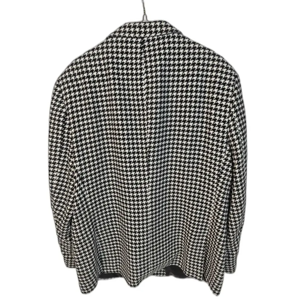 Linea Uomo Men's 48R Black White Houndstooth Sport Coat Blazer 2 Button Classic